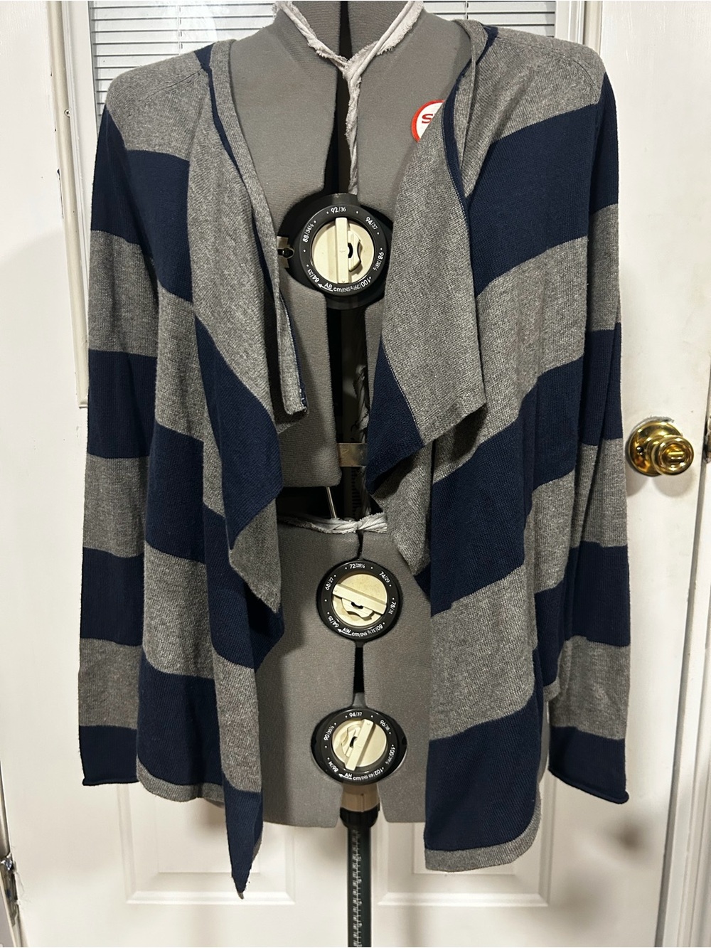 Aeropostale Navy and Gray Striped Open-Front Cardigan